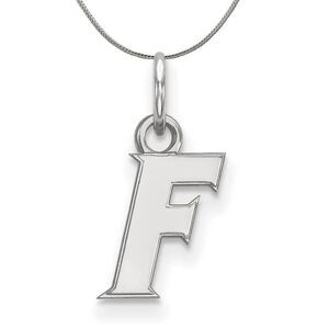 Sterling Silver U. of Florida XS (Tiny) Initial F Necklace - 24 Inch